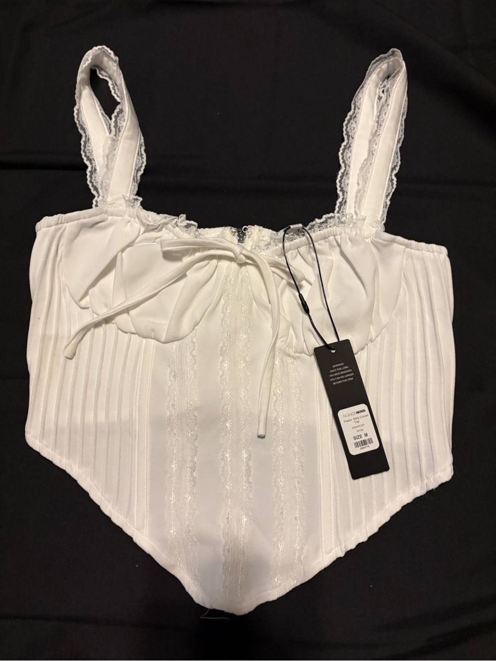 Fashion Nova White Lace-Trim Corset Top